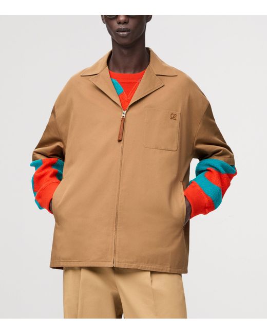 Loewe Brown Cotton-Blend Zip-Up Shirt for men