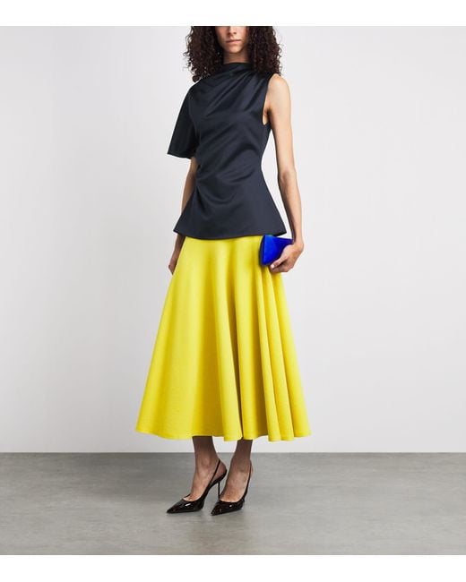 Roksanda Blue Satin Nomi One-Shoulder Blouse
