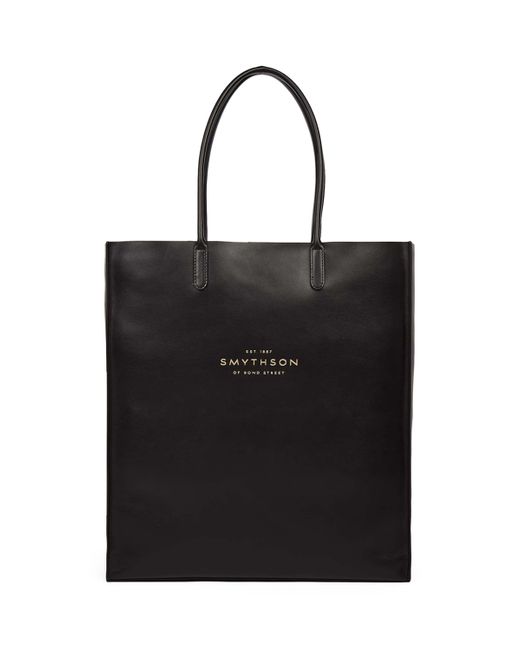 Smythson Black Leather Kingly Tote Bag