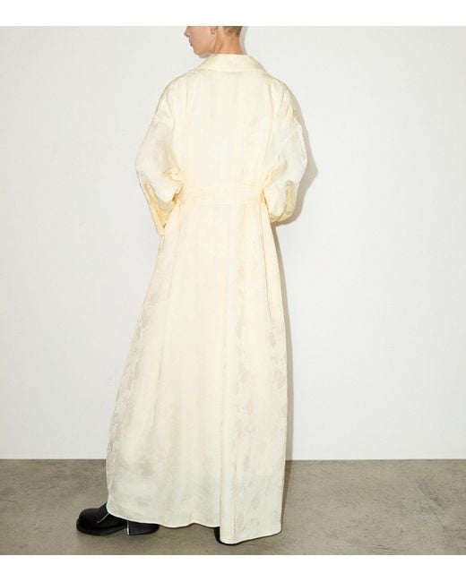 MAX&Co. Natural Satin Floral Belted Coat
