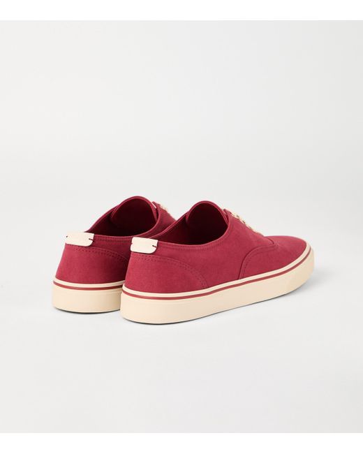 Brunello Cucinelli Red Canvas Leather-Trim Sneakers for men