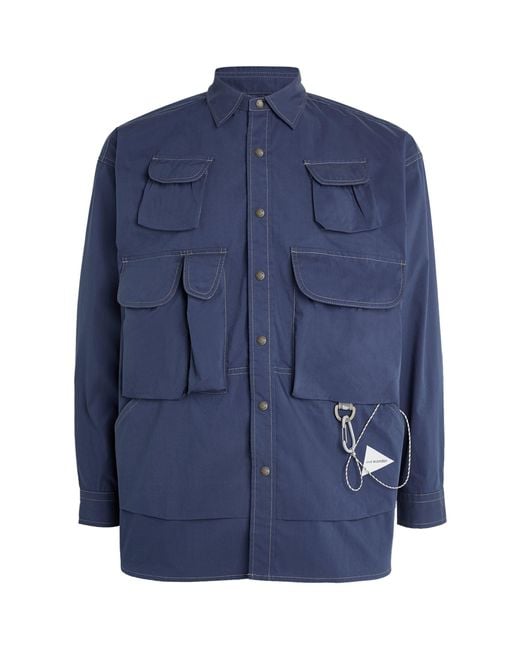 And Wander Blue Multi-pocket Overshirt for men