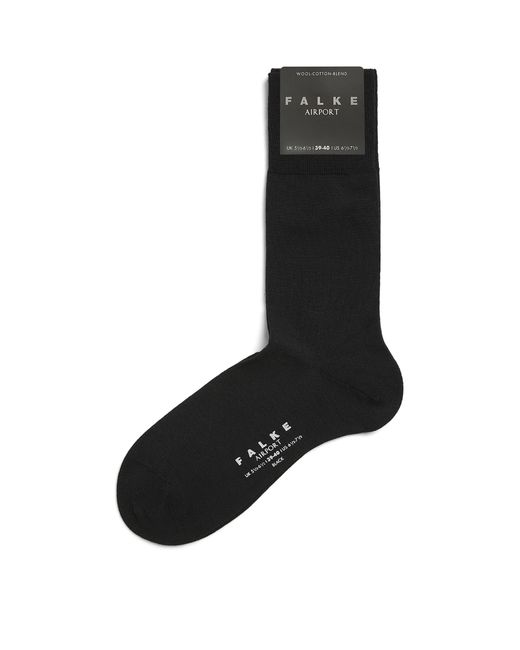 Falke Black Virgin Wool-Blend Airport Socks for men