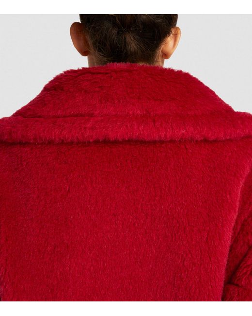 Max Mara Red Alpaca-blend Short Teddy Coat