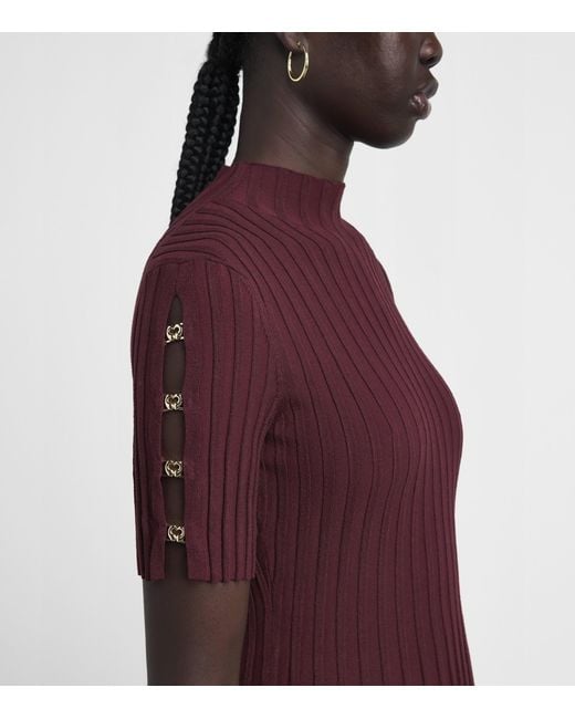 Maje Purple High-Neck Mini Skater Dress