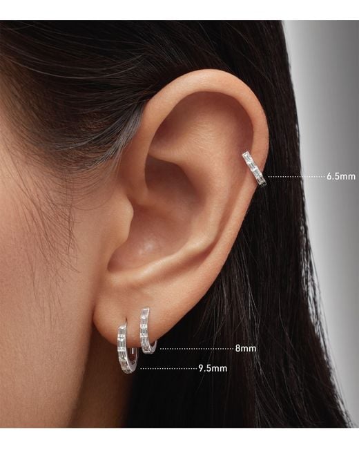 Maria Tash Metallic Invisible Set Baguette Diamond Eternity Hoop Earring