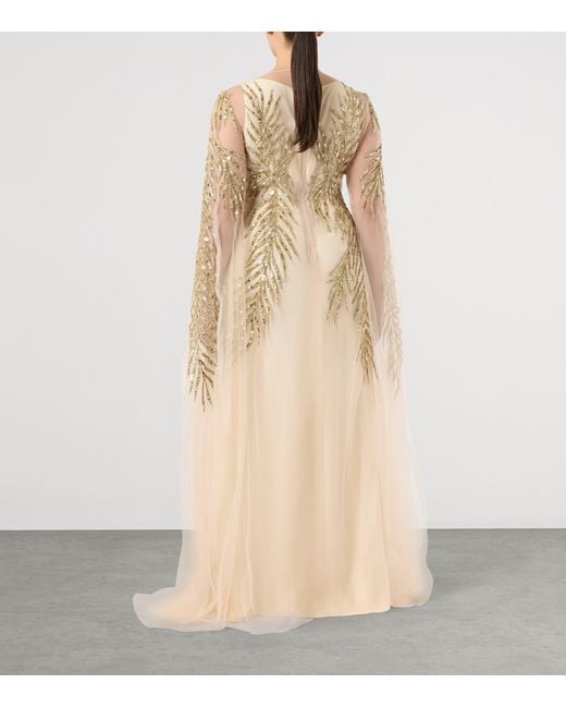 Marina Rinaldi Natural X Tony Ward Embellished Maxi Dress And Cape
