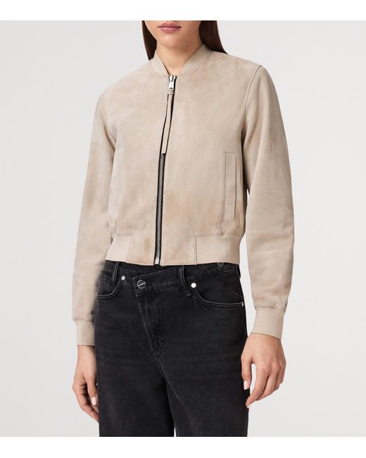 AllSaints Natural Suede Orten Bomber Jacket