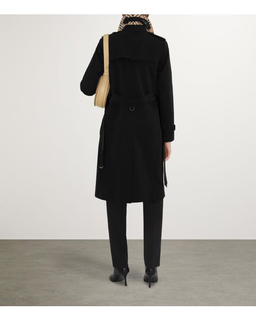 Burberry Black Gabardine Kensington Long Trench Coat
