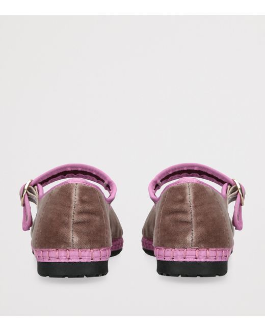Flabelus Pink Velvet Odiseo Mary Janes