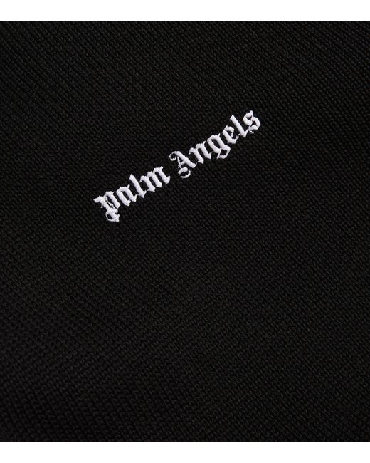 Palm Angels Black Knitted Logo Hoodie for men