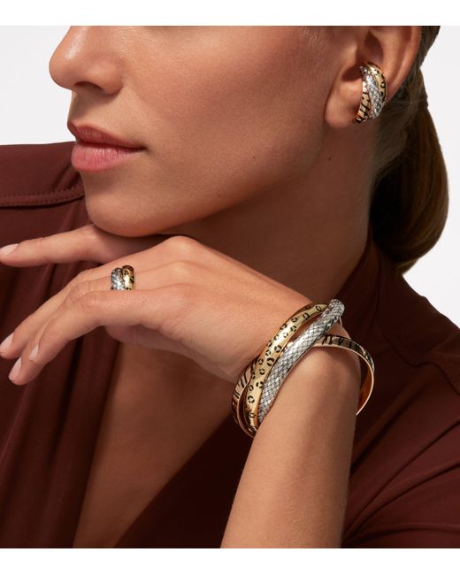 Cartier Metallic Lacquered And Semi-Pavéd Diamond Trinity Single Earring
