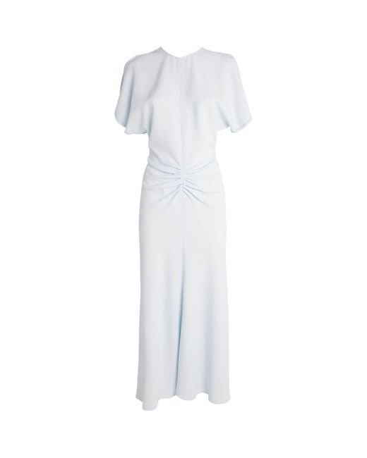 Victoria Beckham White Satin Bela Midi Dress