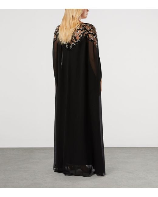 Marina Rinaldi Black Embellished Maxi Dress And Cape