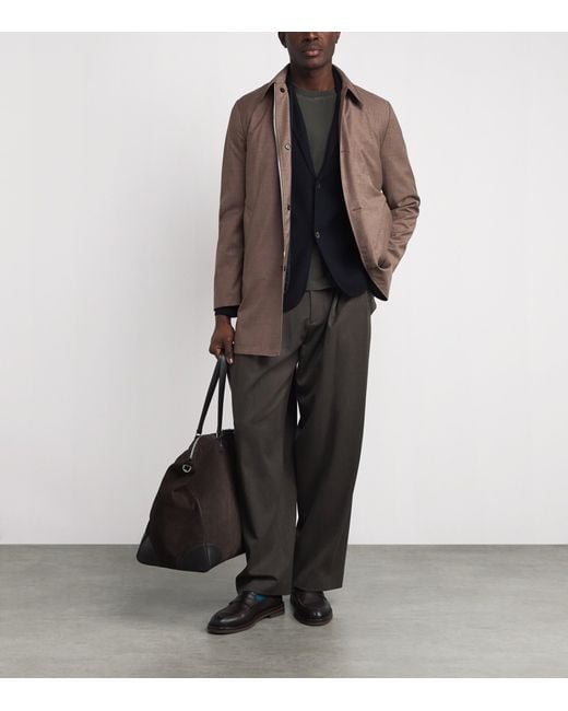Paul Smith Brown Wool Gilet-Lined Mac Coat for men