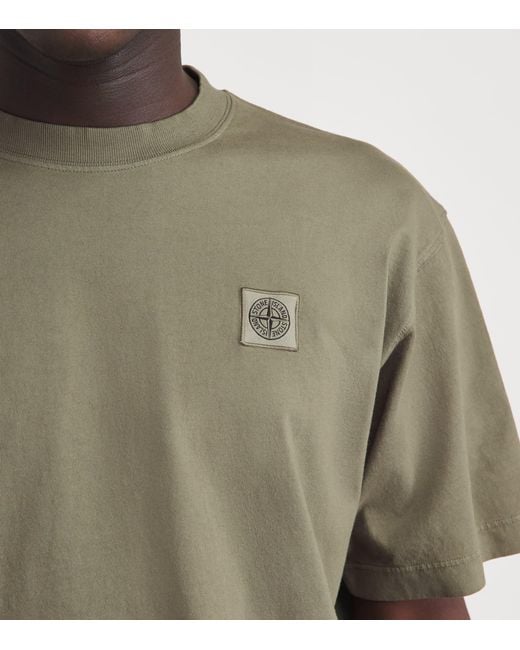 Stone Island Green Organic Cotton Logo T-Shirt for men