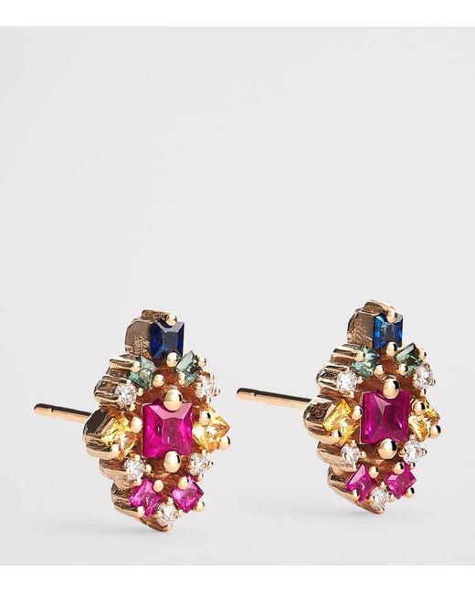 Suzanne Kalan Pink Diamond And Sapphire La Fantaisie Stud Earrings