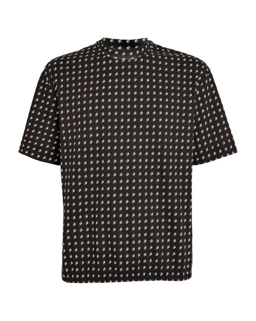 Emporio Armani Black Cotton All-over Logo T-shirt for men