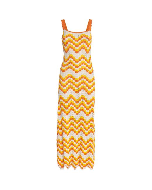 Escvdo Metallic Organic Cotton Crochet Marea Maxi Dress