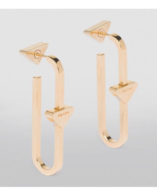 Prada White Triangle Hoop Earrings