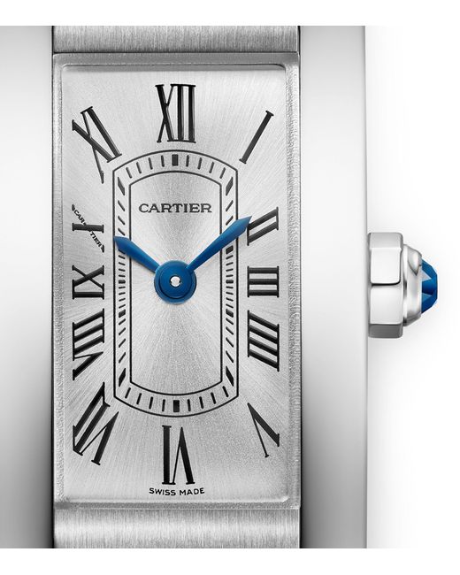 Cartier Blue Mini Stainless Steel Tank Américaine Watch 15.2mm