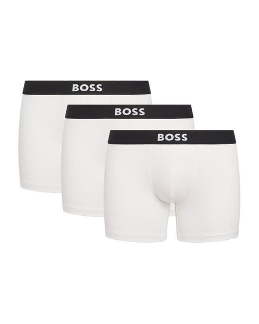 Boss White Stretch-Cotton Boxer Briefs for men