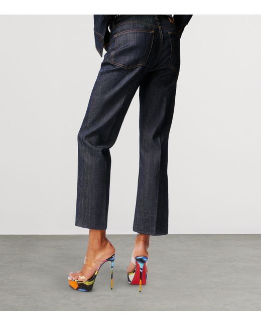 Christian Louboutin Blue Just Nothing Floral Silk Sandals 150
