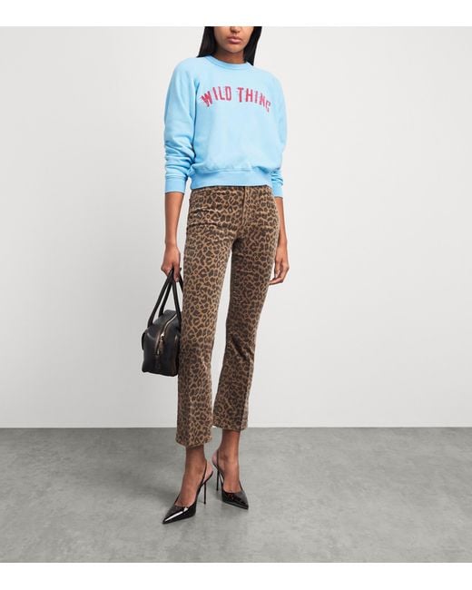 Mother Brown Cheetah Print The Hustler Flood Flared Jeans
