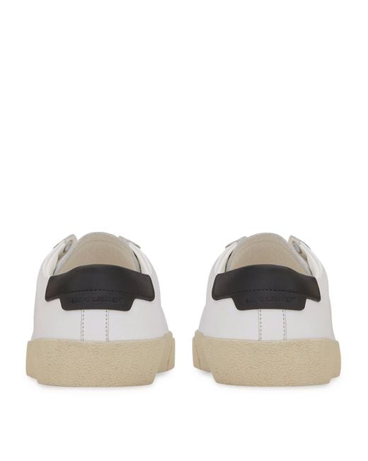 Saint Laurent White Leather Court Classic Low-Top Sneakers