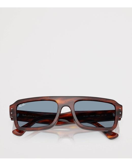 Ray-Ban Blue Tortoiseshell Flacko Rectangular Sunglasses