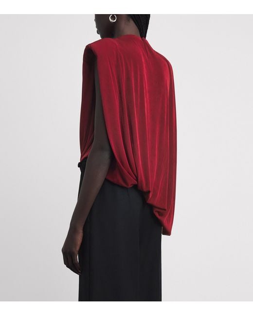 Camilla & Marc Red Draped Asymmetrical Ravine Top