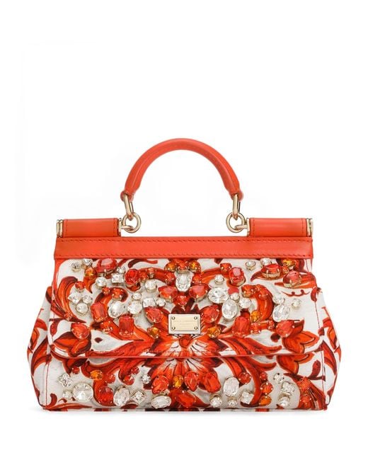 Dolce & Gabbana Red Majolica My Sicily Top-Handle Bag