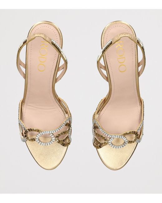 Rodo Metallic Crystal-Embellished Pearle Heeled Sandals 75