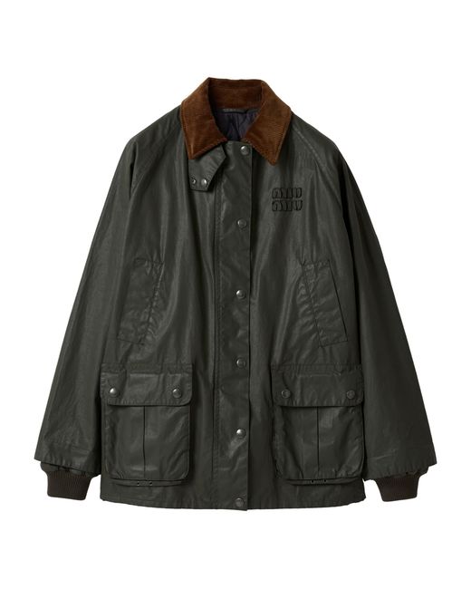 Miu Miu Black Coated Cotton Caban Jacket