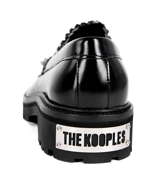 The Kooples Black Leather Studded Penny Loafers