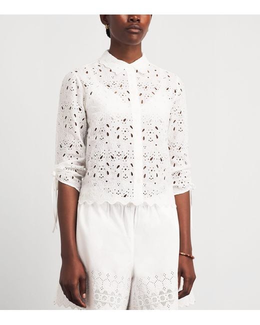 FRAME White The Paisley Eyelet Cinch Sleeve Shirt