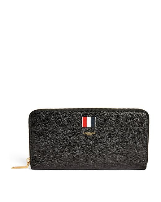Thom Browne Black Leather Continental Zip Wallet