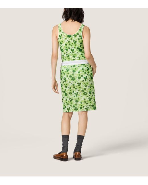 Miu Miu Green Stretch Floral Tank Top