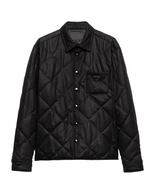 Prada Black Cashmere Padded Overshirt for men