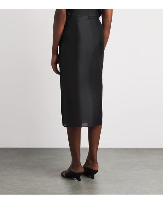 Almada Label Black Silk-Blend Kiana Midi Skirt