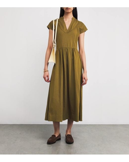 ME+EM Green Double-Layer Midi Dress