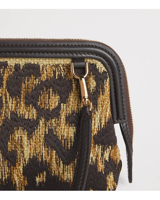 Etro Brown Raffia Embroidered Doc Cross-Body Bag