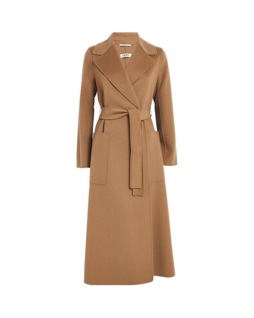 Max Mara Natural Virgin Wool Belted Paolore Coat