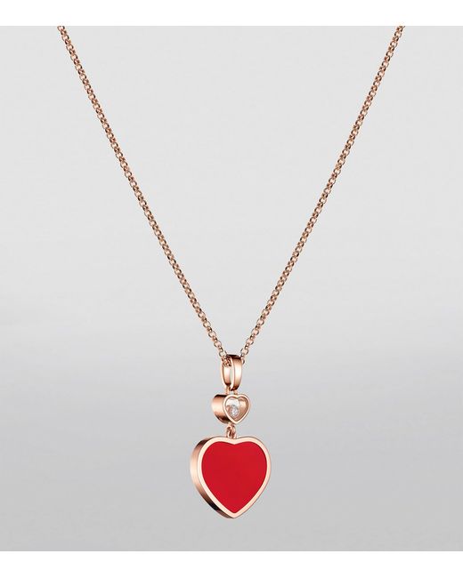 Chopard Metallic Carnelian And Diamond Happy Hearts Pendant