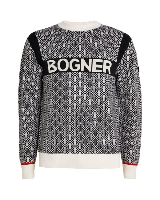Bogner Gray Wool Blend Logo Sweater for men