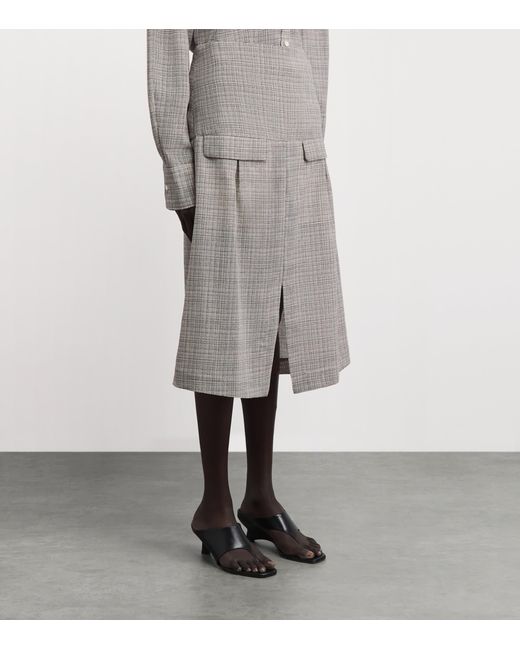 BITE STUDIOS Gray Wool Pocket Midi Skirt