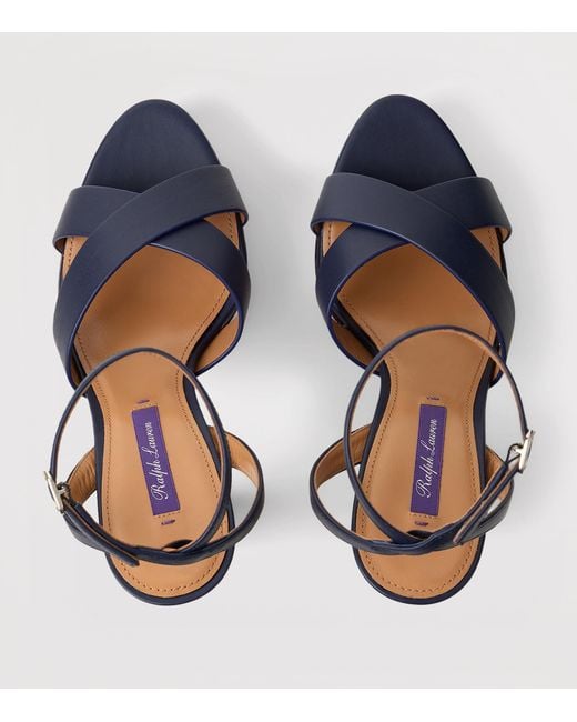 Ralph Lauren Blue Calfskin Cleary Platform Sandals 125