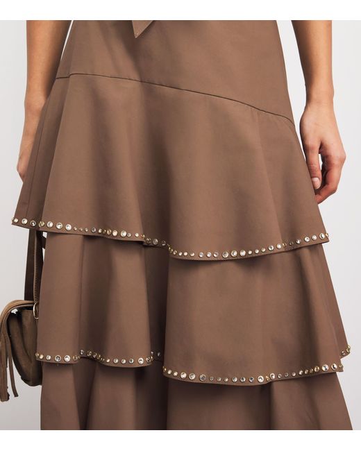 Sandro Brown Cotton Embellished Maxi Skirt