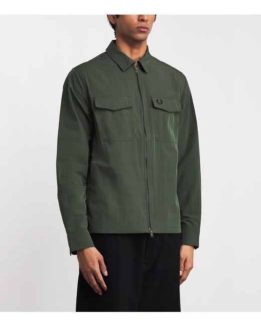 Fred Perry Green Twin-Pocket Logo Overshirt for men