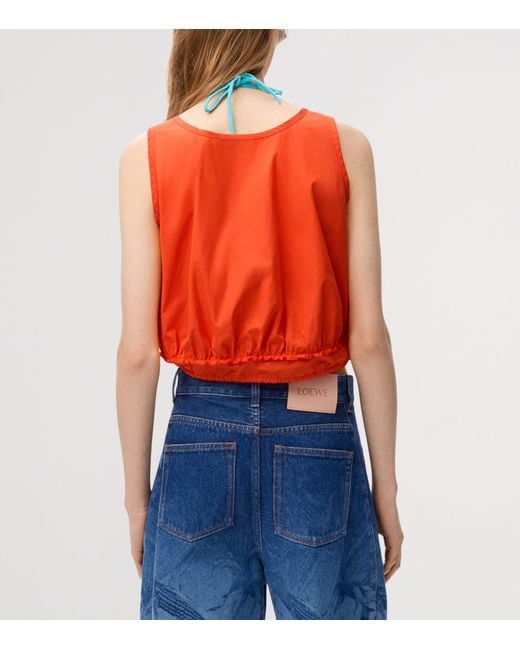 Loewe Red X Paula's Ibiza Cotton-Blend Sleeveless Crop Top